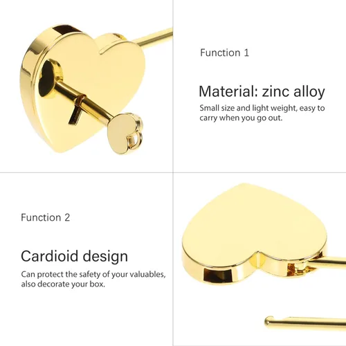 Miniatura 7 de Toddmomy 1 candado pequeño en forma de corazón, cerradura de corazón de metal con llave para caja de joyería, caja de almacenamiento, libro diario