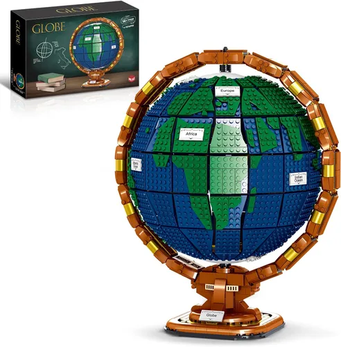Ideas The Globe - Juego de construcción para adultos, 2514 piezas, decoración del hogar, mapa del mundo, globo giratorio, regalos para quienes aman