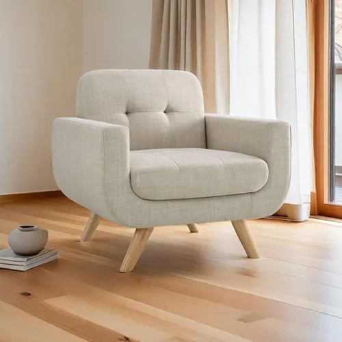 Miniatura 10 de Rosevera Elena - Sillón contemporáneo con tapicería de lino, muebles de sala de estar, color beige claro