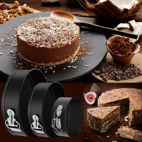 Miniatura 5 de MASSUGAR Molde desmontable de 4, 7 y 9 pulgadas, sartén antiadherente a prueba de fugas, moldes de primavera para tartas de queso, moldes redondos