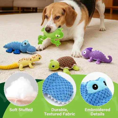 Miniatura 3 de Prime Pets Juguetes para perros, paquete de 5, juguetes chirriantes de felpa para perros, paquete de valor surtido, juguete para mascotas