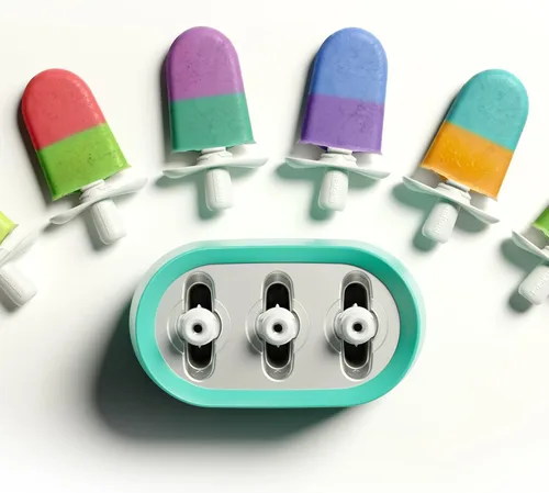 Miniatura 6 de ZOKU Nueva máquina triple rápida para hacer estallar, crea 3 paletas en minutos, incluye súper herramienta, 6 palos y protectores de goteo, 2 tazas