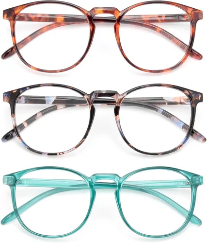 Miniatura 33 de IBOANN - Lentes con filtro de luz azul para mujeres y hombres, paquete de 3 unidades, armazón redonda estilo retro a la moda, lentes falsos vintage