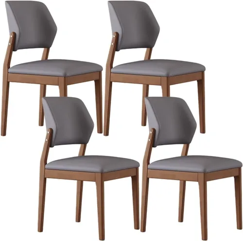 Miniatura 39 de YVYKFZD Wooden Dining Chairs Set, Leather Dining Room Chair, Upholstered Kitchen Chairs with Curved Backrest, Armless Living Room Chair, for Bedroom