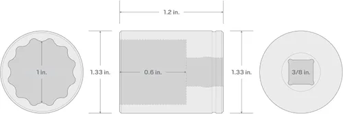 Miniatura 7 de TEKTON Unidad de 3/8 pulgadas x 1 pulgada Zócalo poco profundo de 12 puntos SHD12225