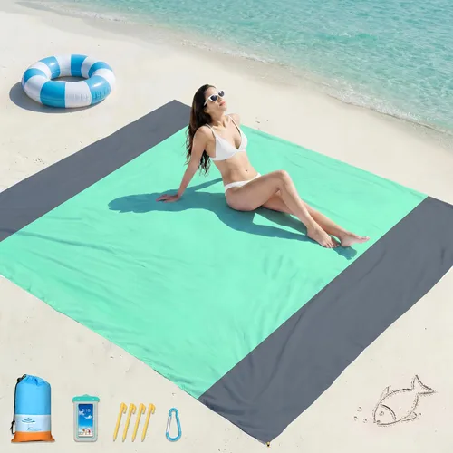 Miniatura 75 de Famstar Beach Blanket Oversized Extra Large 78"X81"/10'X9',Waterproof Sandproof Beach Blanket 2-8 Adults Lightweight Durable for Travel Camping