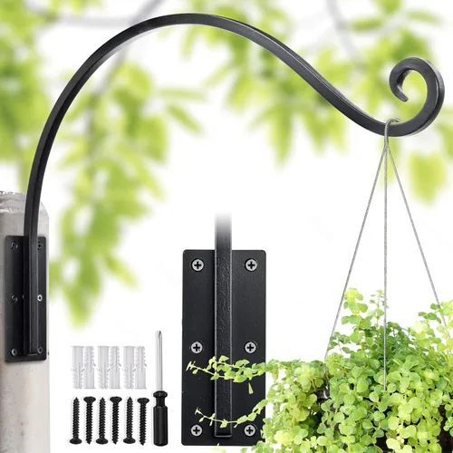 Miniatura 16 de Lifyzoon Soporte para plantas colgantes de alta resistencia: capacidad de peso de 50 libras, ganchos de metal negro para exteriores, ganchos