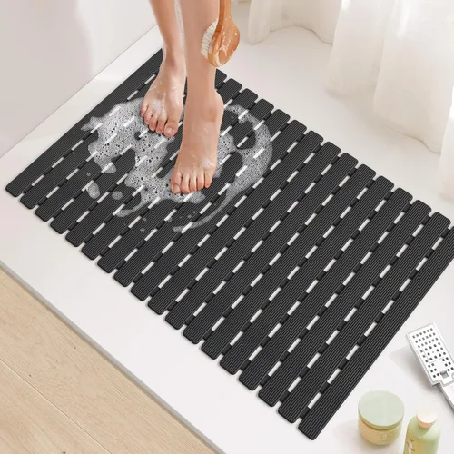 Miniatura 8 de Yolife Tapete de ducha de drenaje rápido, 24.8 x 15.8 pulgadas, tapete de ducha antideslizante y elevado para ducha interior, tapete de ducha marrón