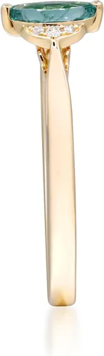 Miniatura 5 de Gin & Grace Anillo de oro amarillo de 14 quilates con esmeralda natural de Zambia con diamantes naturales para mujer. Joyería hecha a mano de pera