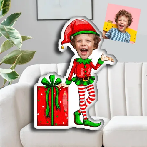 Miniatura 20 de Drawelry Almohada de Navidad con foto de cara personalizada: divertido y lindo Papá Noel animales impresión 3D retrato personalizado imagen almohada