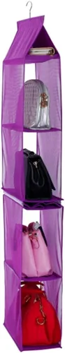 Miniatura 3 de Bolsa organizadora desprendible con 6 compartimientos para colgar, organizador de carteras, bolsas, almacenador soporte para armario, closet, Morado