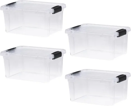 Miniatura 17 de Superio - Cajas de almacenamiento pequeñas planas transparentes con tapas, contenedores de plástico de 4.5 cuartos de galón para organizar, cajas