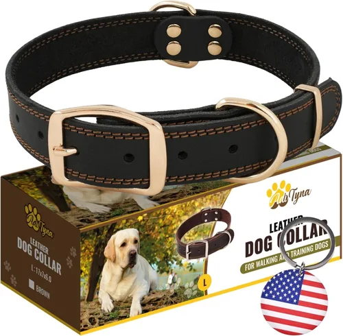 Miniatura 14 de ADITYNA Collar de cuero resistente para perros extra grandes, collar de cuero rojo suave y fuerte para razas XL