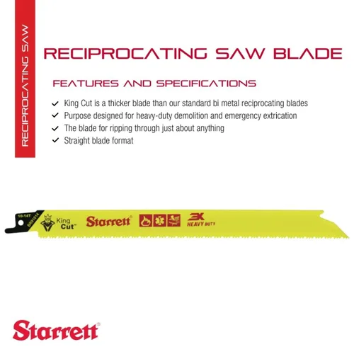 Miniatura 2 de Starrett Hoja de sierra recíproca de demolición y rescate de incendios bimetálica, 9 pulgadas de largo, 3/4 pulgadas de ancho, 0.50 pulgadas