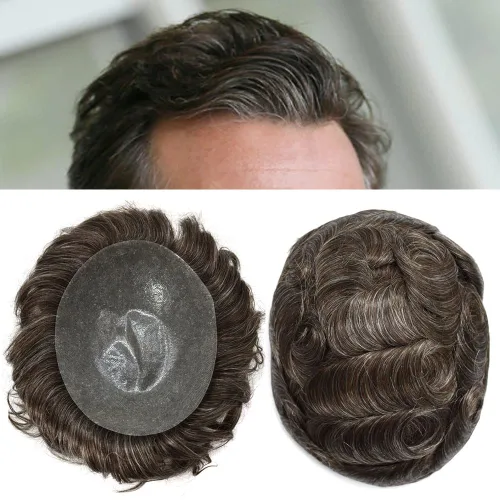 Miniatura 21 de LYRICAL HAIR Tupé de cabello humano para hombres, totalmente polivinílico, tupé para hombre, totalmente transparente, suave, delgada, 0.004-0.005