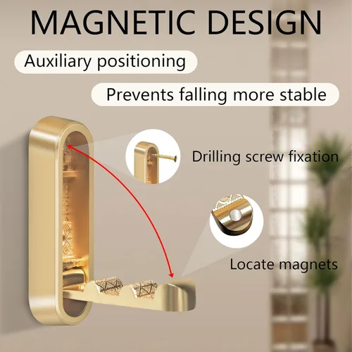 Miniatura 4 de 4 piezas de ganchos de pared dorados plegables, ganchos de pared plegables de aleación de zinc resistentes, ganchos de abrigo ocultos plegables