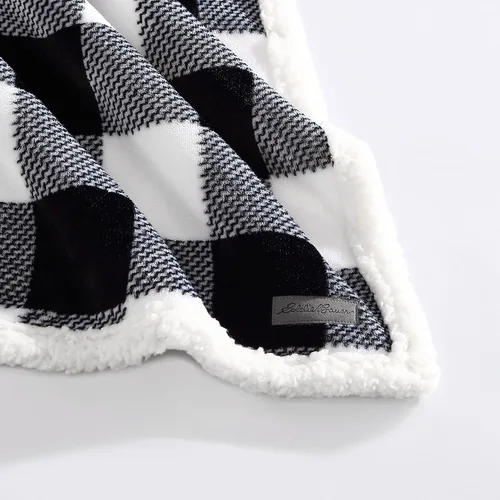 Miniatura 3 de Eddie Bauer - Manta King, ropa de cama reversible de vellón de sherpa, lana cuadriculada, decoración del hogar para todas las estaciones