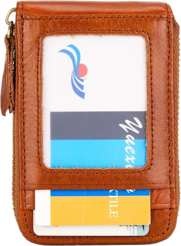 Miniatura 2 de BRASS TACKS Leathercraft Vintage Handmade Full Top Grain Leather Wallet RFID Blocking Multi Card Case with Zipper Pocket Card Holder for Men Women