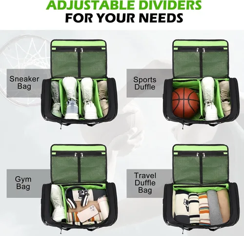 Miniatura 4 de Bolsa de lona para tenis para viajes, NEGRO-VERDE, Viajes