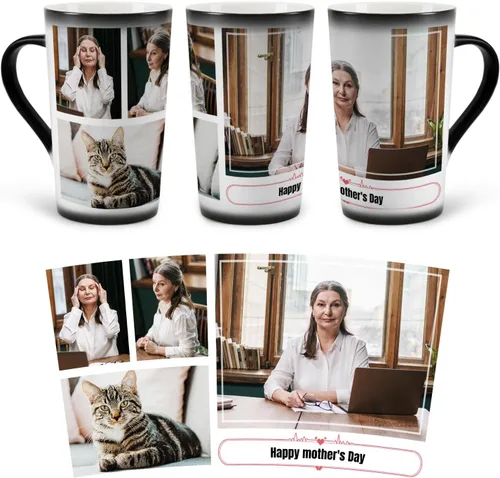Miniatura 14 de Taza personalizada, tazas personalizadas que cambian de color, con collage de 1 imágenes, taza de café mágica con foto, imagen, nombre, texto