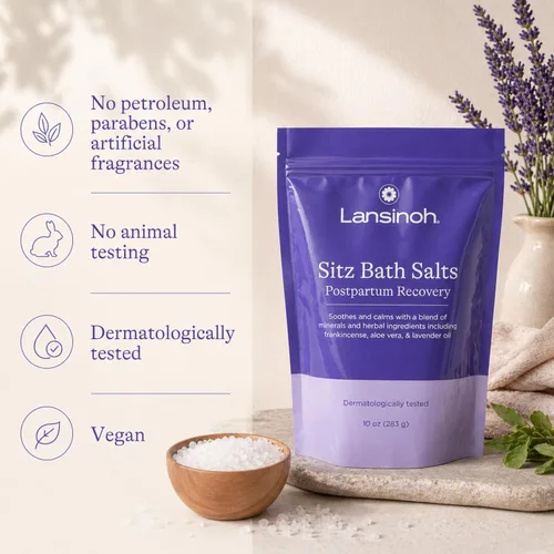 Miniatura 5 de Lansinoh Sales de Baño de Asiento, Esenciales Posparto y Tratamiento de Hemorroides, Remojo de Baño de Sales de Epsom con Aceite de Lavanda, Olíbano
