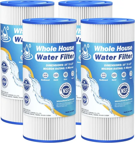 Filtro de agua para toda la casa de 10 x 4.5 pulgadas de 5 micrones compatible con GE FXHSC, GXWH40L, Plumber W50PEHD, Culligan R50-BBSA, Pentek