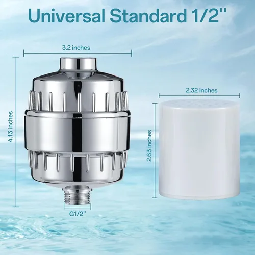 Miniatura 4 de Filtro de ducha de 20 etapas para agua dura, elimina el cloro, metales pesados y otras impurezas, mejora el vello de la piel, se adapta a la mayoría