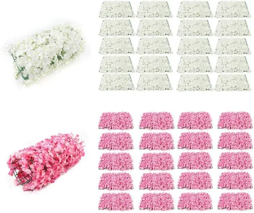 Miniatura 5 de Paneles de flores para decoración de pared, panel de fondo de pared de flores artificiales, decoración de flores, 23.6 x 15.7 in (24 x 16 pulgadas)