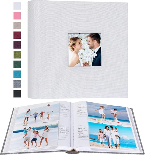 Miniatura 15 de Mublalbum Álbum de fotos de 4 x 6 pulgadas, 300 fotos, cubierta de lino con áreas de notas, libro de fotos para boda, familia, bebé y vacaciones