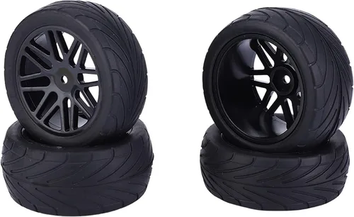Tbest Ruedas todoterreno, universales a escala 1/10, 3.346 in, neumáticos negros duraderos para aficionados a control remoto, carreras de rally y