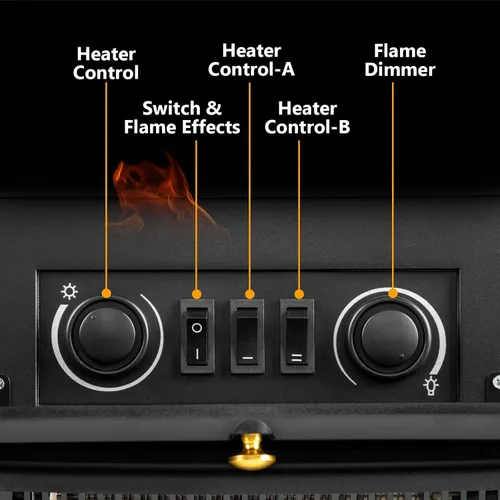 Miniatura 3 de Xbeauty Estufa Eléctrica de Chimenea de Interior de 22", Calentador de Chimenea Independiente con Brillo de Llama 3D Ajustable, Control