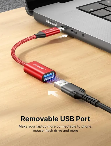 Miniatura 3 de JSAUX Adaptador USB C a USB 3.0 [2 unidades], USB C macho a USB hembra OTG adaptador compatible con MacBook Pro/Air, iPhone 17 Pro Max/iPhone Rojo