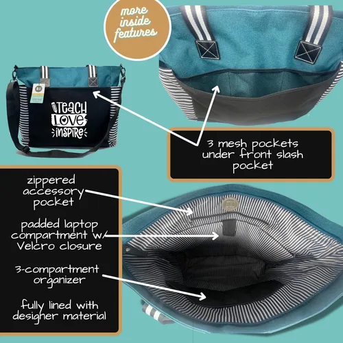Miniatura 50 de Brooke & Jess Designs Teacher Tote Bag for Work - Teacher Handbag Gifts for Women, Teacher Bag Best Teacher Appreciation Gift