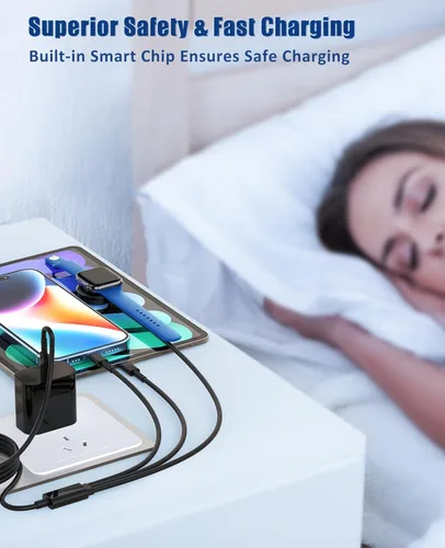 Miniatura 7 de Cargador para Apple Watch de carga rápida, cable de carga múltiple 3 en 1 con cargador USB C de 20 W, cable de carga iWatch de 6 pies para iWatch