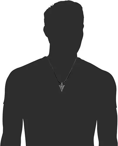 Miniatura 2 de MANBU Collar con colgante de punta de flecha de plata de ley 925 para hombre con cadena de cuerda de cera tejida