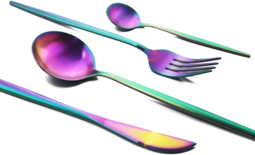 Miniatura 22 de JASHII Juego de cubiertos de acero inoxidable de 24 piezas, juego de cubiertos de servicio para 6, utensilios para cocina, aptos para lavavajillas