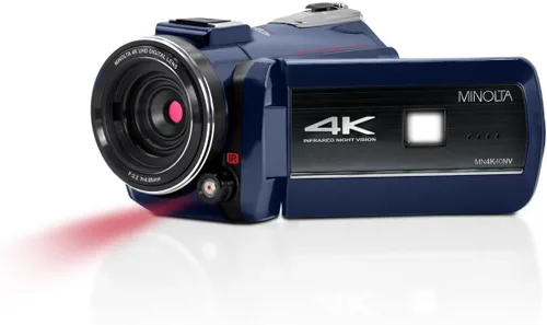 Miniatura 6 de Minolta Videocámara: 4K Ultra HD, fotos de 30 MP, visión nocturna con sensor IR, zoom 16X, antivibración, lapso de tiempo, detección facial, Azul