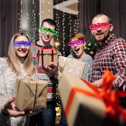 Miniatura 9 de 28 Paquetes de Gafas LED, 5 colores neón, 3 modos de luz, Gafas con Varillas Luminosas que se Iluminan, Suministros de Fiesta que Brillan