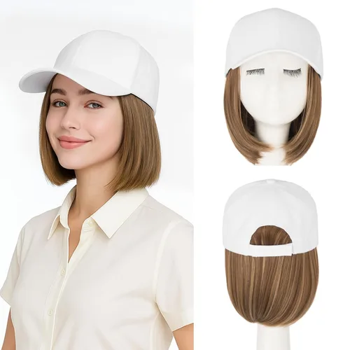 Miniatura 13 de SEGO - Peluca de gorra con pelo adjunto para mujer, gorra negra de béisbol con extensiones de pelo, gorra de béisbol larga y ondulada con ajuste