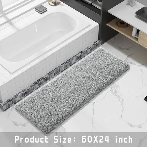 Miniatura 6 de Yimobra Alfombra de baño de felpa esponjosa, súper lanuda suave, cómoda, antideslizante, absorbente de agua, alfombra de baño de microfibra que se