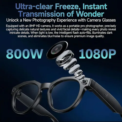 Miniatura 2 de Lentes de cámara inteligente AI, grabación de video POV HD 1080P y traductor, reconocimiento de objetos, audio Bluetooth para llamadas musicales