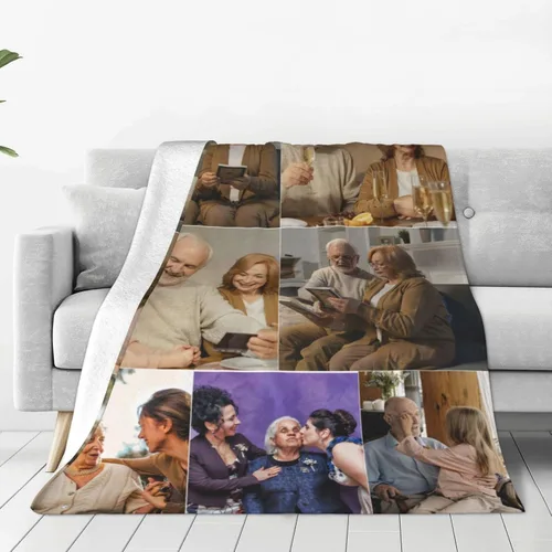 Miniatura 12 de Mantas de franela personalizadas, collage de imágenes, mantas de ropa de cama personalizadas para familia, día de la madre, regalo de cumpleaños