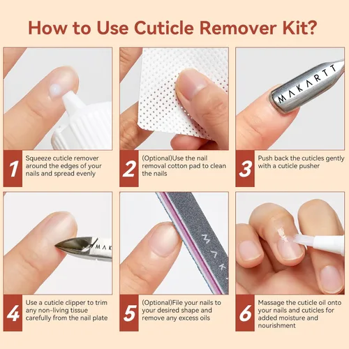 Miniatura 7 de Makartt Kit removedor de cutículas, kit de cuidado de uñas con bolígrafo de aceite para cutículas, cortador de cutículas, lima de uñas y líquido