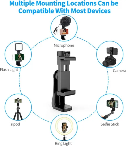 Miniatura 3 de Owine Adaptador universal de trípode para teléfono celular, abrazadera premium para smartphone, compatible con iPhone, Samsung Galaxy, Note, Lg