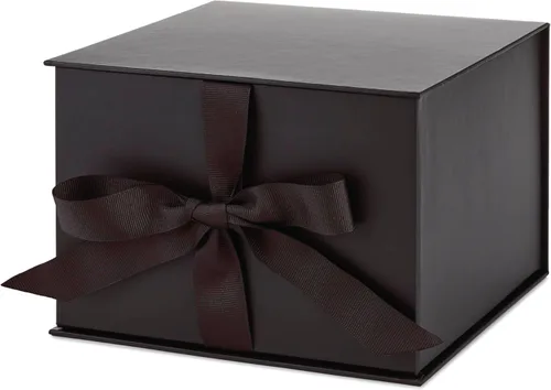 Miniatura 5 de Hallmark Caja de regalo mediana con tapa y relleno de papel triturado (caja negra de 7 pulgadas) para bodas, graduaciones, cumpleaños, día del Negro