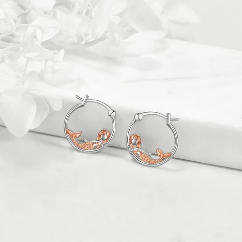 Miniatura 9 de VONALA Bonitos aretes de aro de plata de ley 925, regalos de cumpleaños para mujer