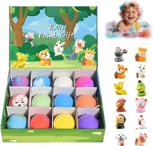 Bombas de baño para niños con sorpresa en el interior, paquete de 20 bombas de baño para niños, rellenos de cesta de Pascua, regalos de Pascua para