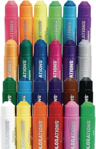 Varillas de pintura al témpera, 24 colores, aplicación de color suave y sedoso, colores clásicos, neón y metálicos