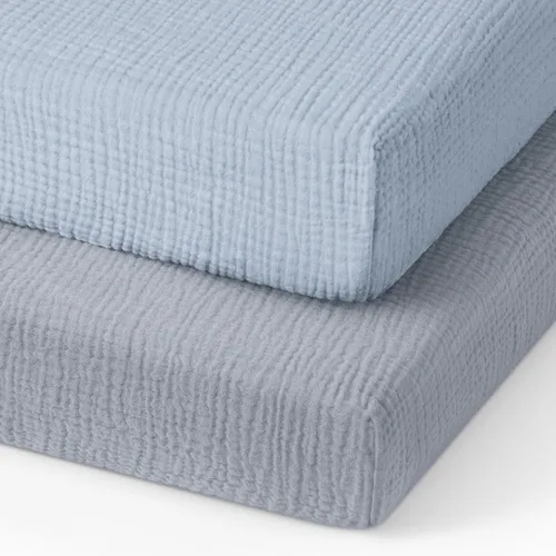 Blissful Diary Sábanas de Muselina para Mini Cuna, Sábanas de Colchón Ajustables para Pack and Play, Pack N Play, Algodón Suave para Niños y Niñas,