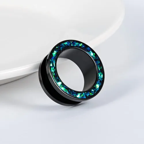 Miniatura 6 de TBOSEN Juego de 6 piezas de túneles de oreja de ajuste de tornillo de moda, calibre de acero inoxidable, expansor, joyería de piercing 0.00 oz-1